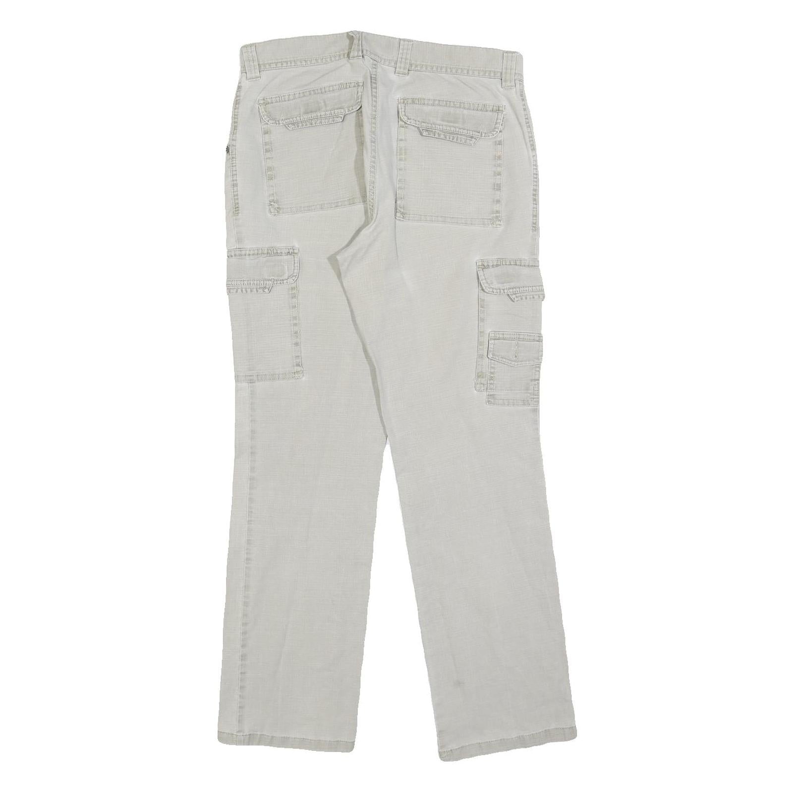 BIAGGINI Womens Cotton Blend White Regular Straight Trousers W32 L30 Cargo