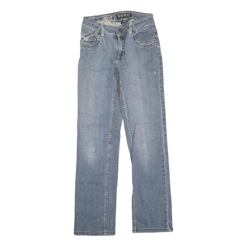 SUKO Womens Regular Fit Blue Denim Straight Leg Jeans W27 L30 Stylish