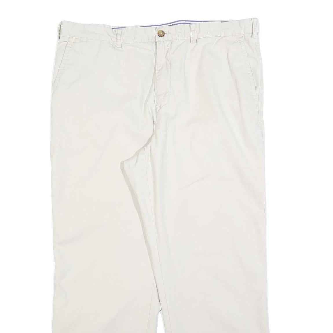 TOMMY HILFIGER Mens Cotton Blend White Regular Straight Trousers W38 L30 Casual