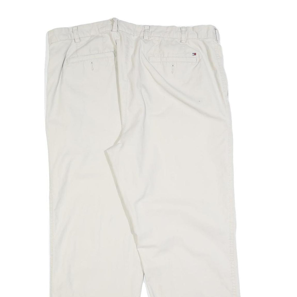TOMMY HILFIGER Mens Cotton Blend White Regular Straight Trousers W38 L30 Casual