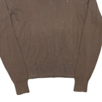 TOMMY HILFIGER Mens Brown Plain V-Neck Basic Knit Jumper S Classic Cotton Blend