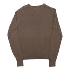 TOMMY HILFIGER Mens Brown Plain V-Neck Basic Knit Jumper S Classic Cotton Blend