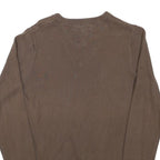 TOMMY HILFIGER Mens Brown Plain V-Neck Basic Knit Jumper S Classic Cotton Blend