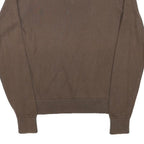 TOMMY HILFIGER Mens Brown Plain V-Neck Basic Knit Jumper S Classic Cotton Blend