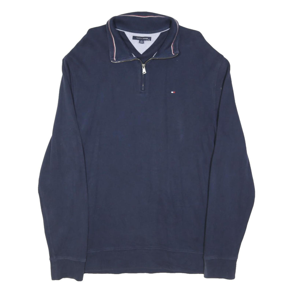 TOMMY HILFIGER Mens Navy Blue Plain Pullover V-Neck Basic Knit XL Cotton Blend