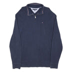 TOMMY HILFIGER Mens Navy Blue Plain Pullover V-Neck Basic Knit XL Cotton Blend