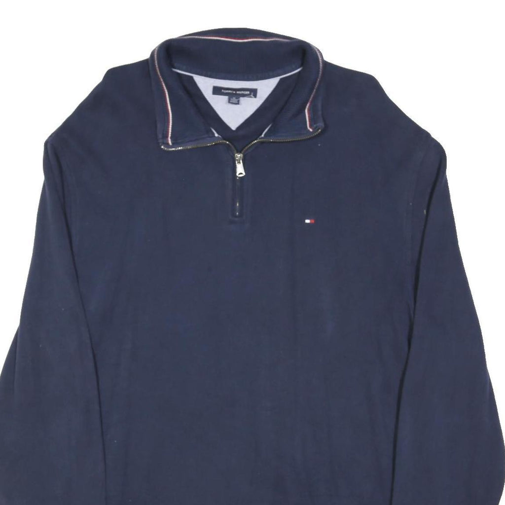 TOMMY HILFIGER Mens Navy Blue Plain Pullover V-Neck Basic Knit XL Cotton Blend