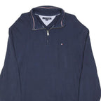 TOMMY HILFIGER Mens Navy Blue Plain Pullover V-Neck Basic Knit XL Cotton Blend