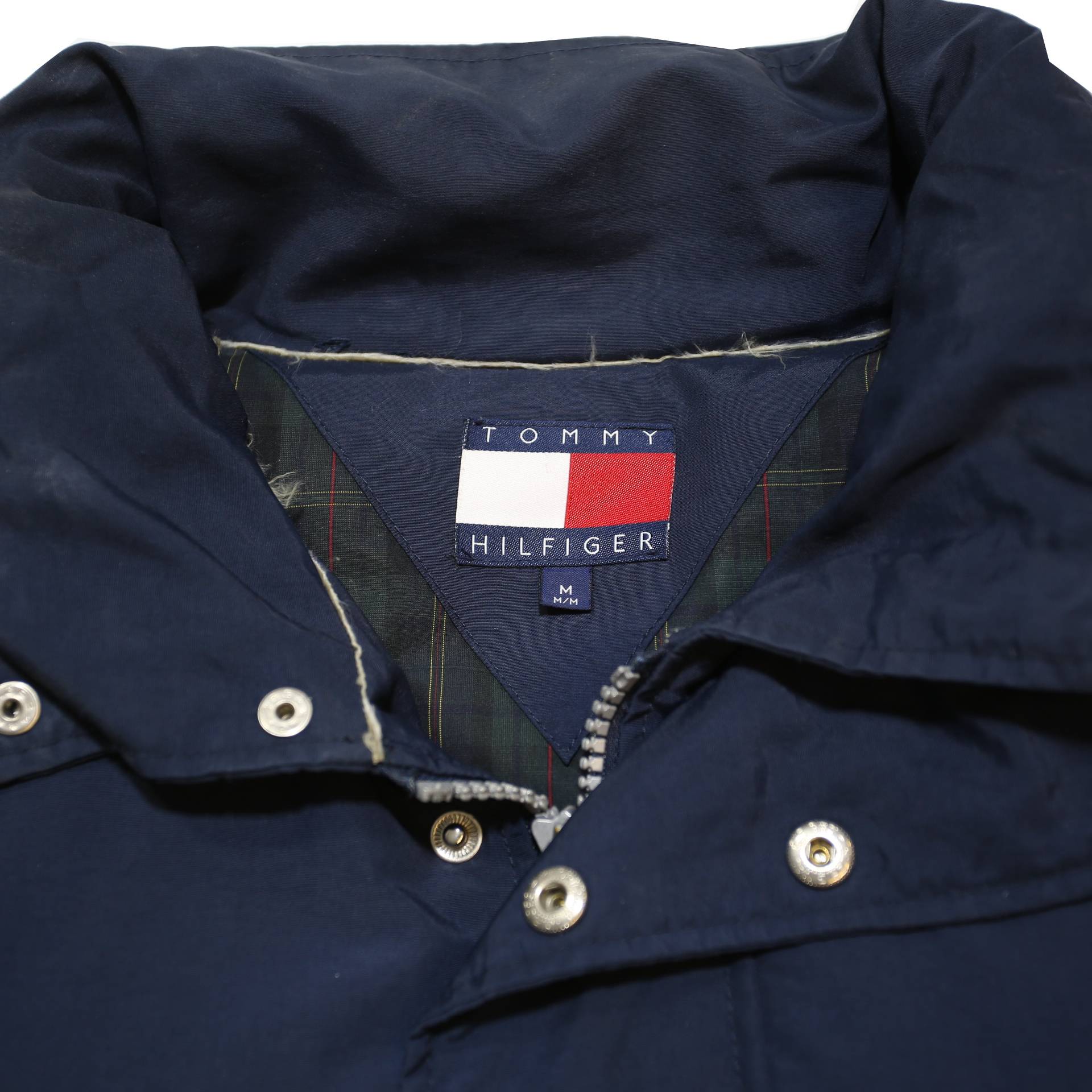 TOMMY HILFIGER Mens Navy Blue Jacket M Nylon Plain Zip Outdoor Casual