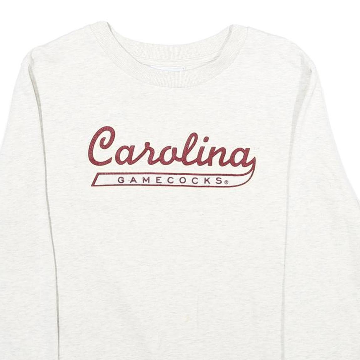 CHAMPION Mens White Carolina Gamecocks Crew Neck M Cotton Blend Sweatshirt