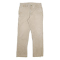 CARHARTT Mens Relaxed Beige Cotton Blend W32 L30 Workwear Trousers Zip Closure
