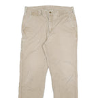CARHARTT Mens Relaxed Beige Cotton Blend W32 L30 Workwear Trousers Zip Closure