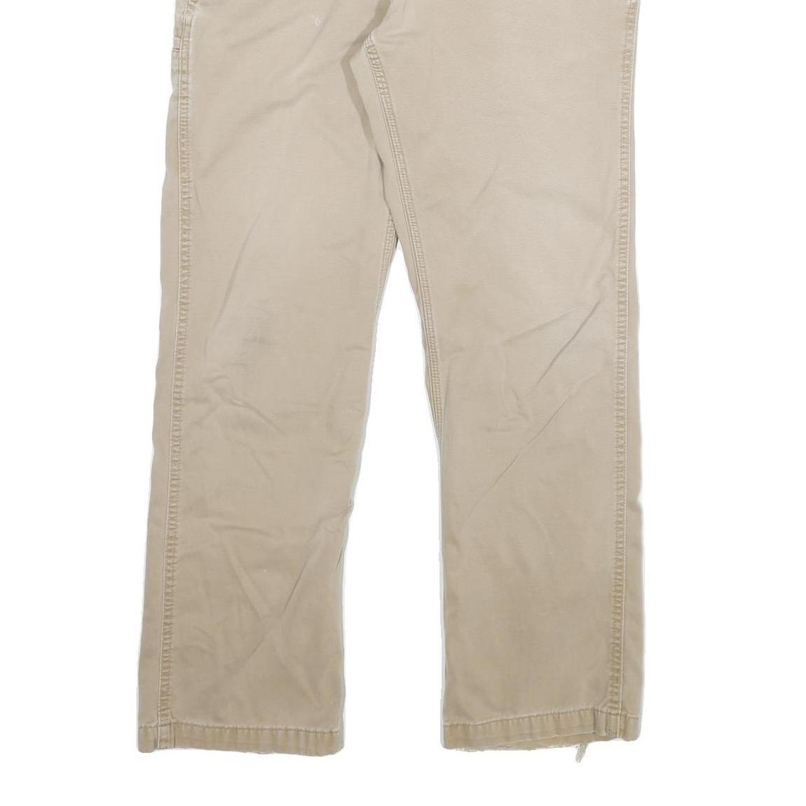 CARHARTT Mens Relaxed Beige Cotton Blend W32 L30 Workwear Trousers Zip Closure