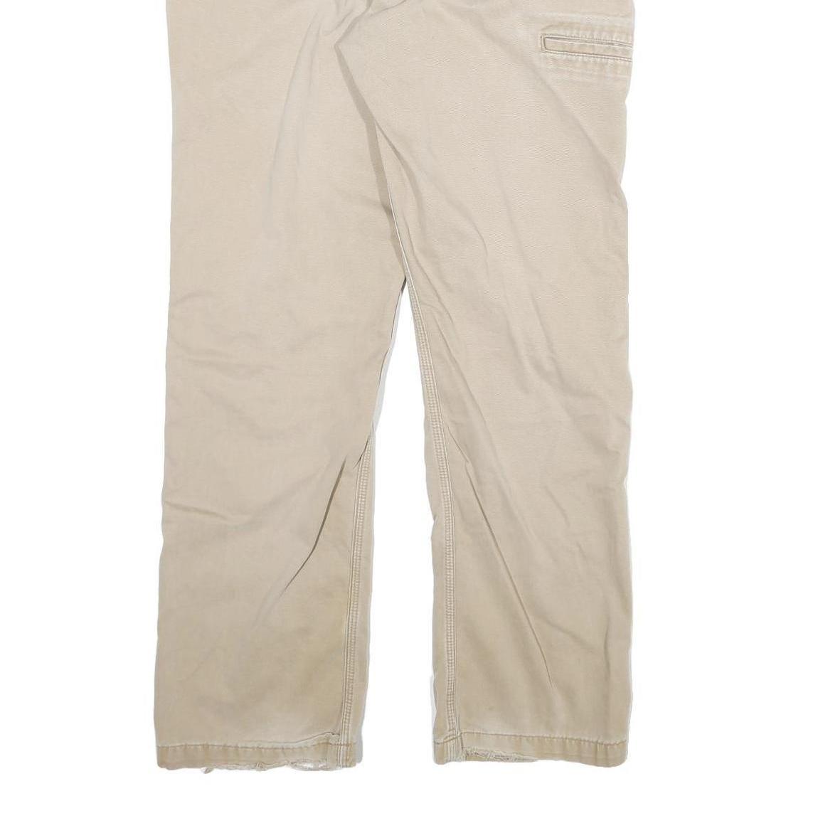 CARHARTT Mens Relaxed Beige Cotton Blend W32 L30 Workwear Trousers Zip Closure