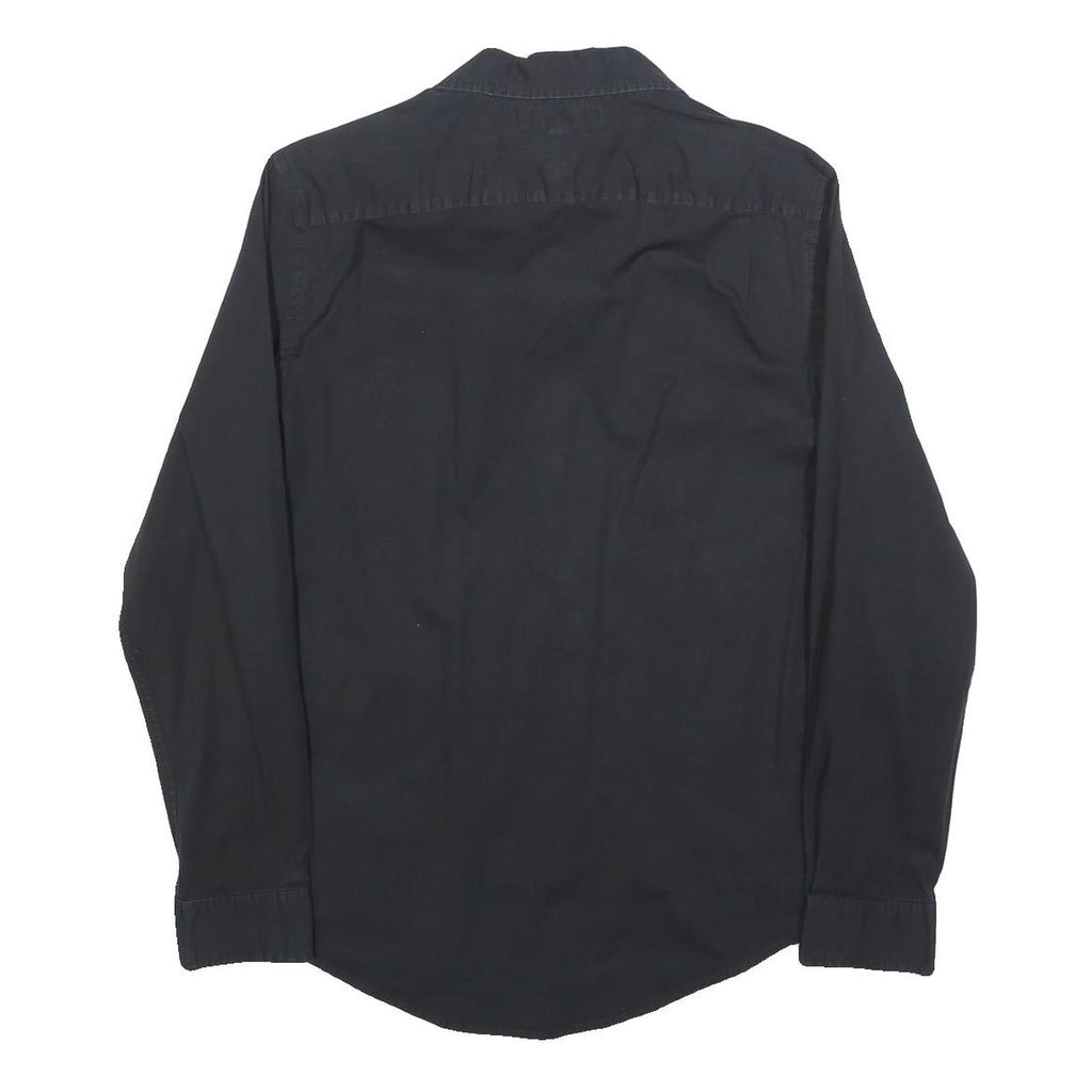 TOMMY HILFIGER Mens Black Cotton Blend Regular Fit M Shirt Button Collar Casual