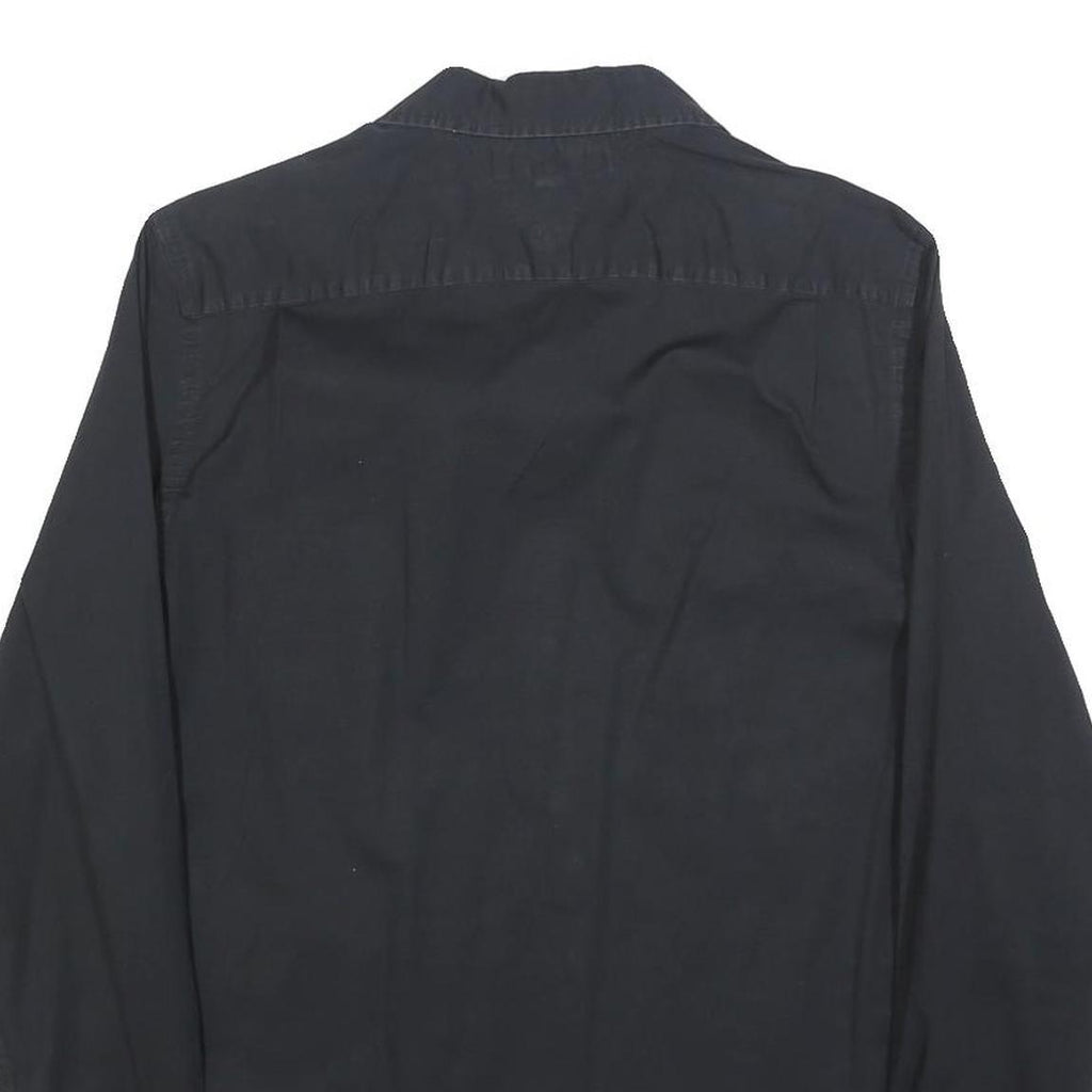 TOMMY HILFIGER Mens Black Cotton Blend Regular Fit M Shirt Button Collar Casual