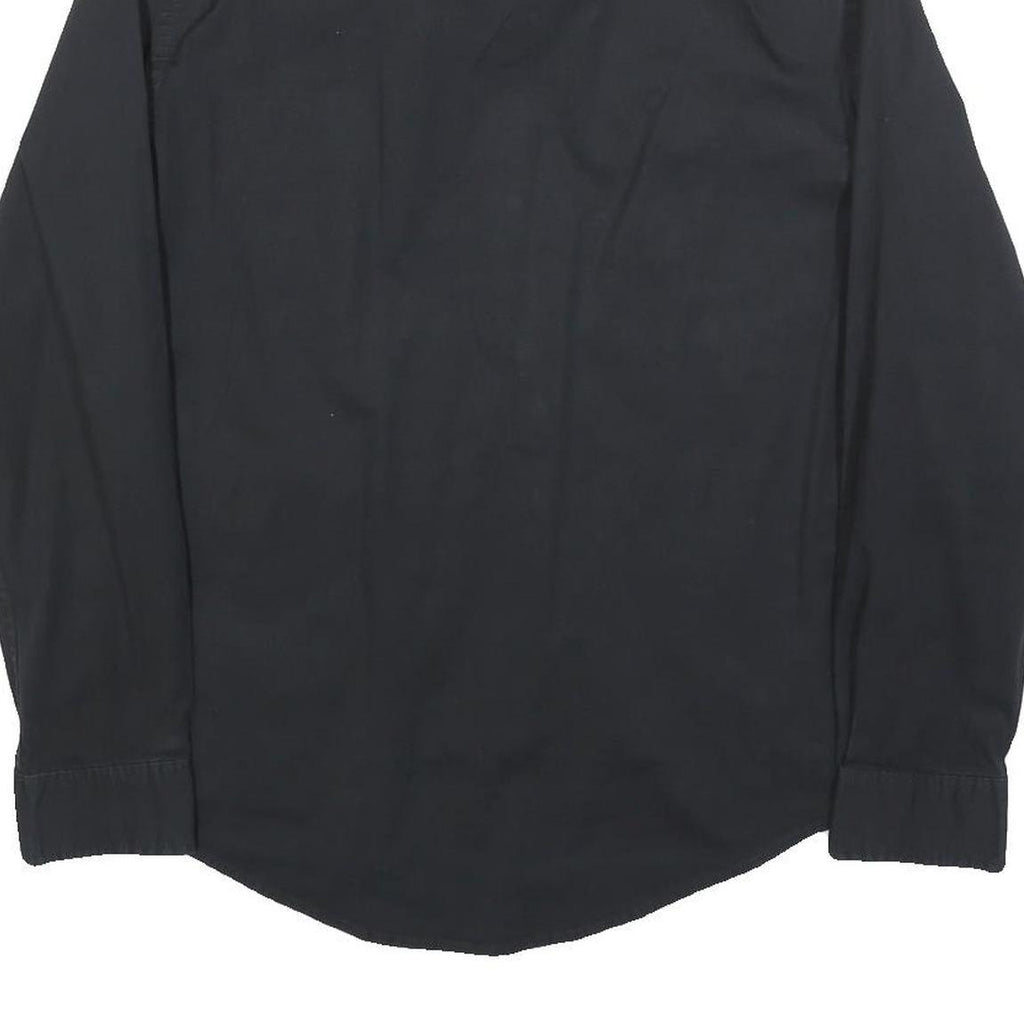 TOMMY HILFIGER Mens Black Cotton Blend Regular Fit M Shirt Button Collar Casual