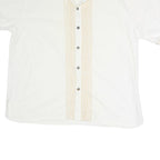 Mens White & Beige Linen Blend Shirt 2XL Embroidered Button Casual Summer