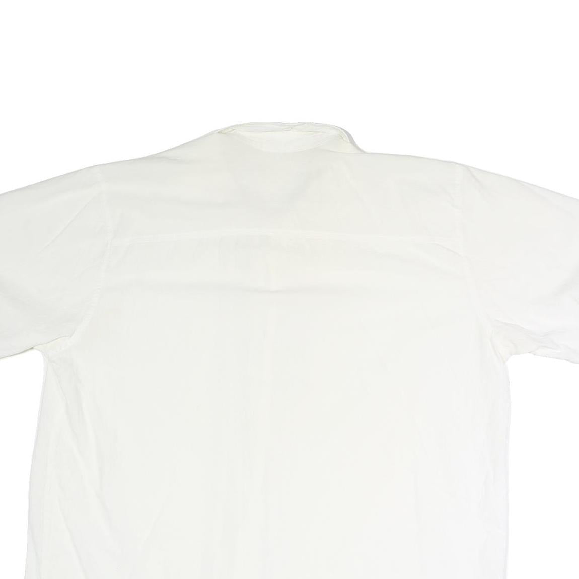 Mens White & Beige Linen Blend Shirt 2XL Embroidered Button Casual Summer