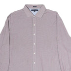 TOMMY HILFIGER Mens Red & White Slim Fit Shirt L Cotton Classic Button Collar