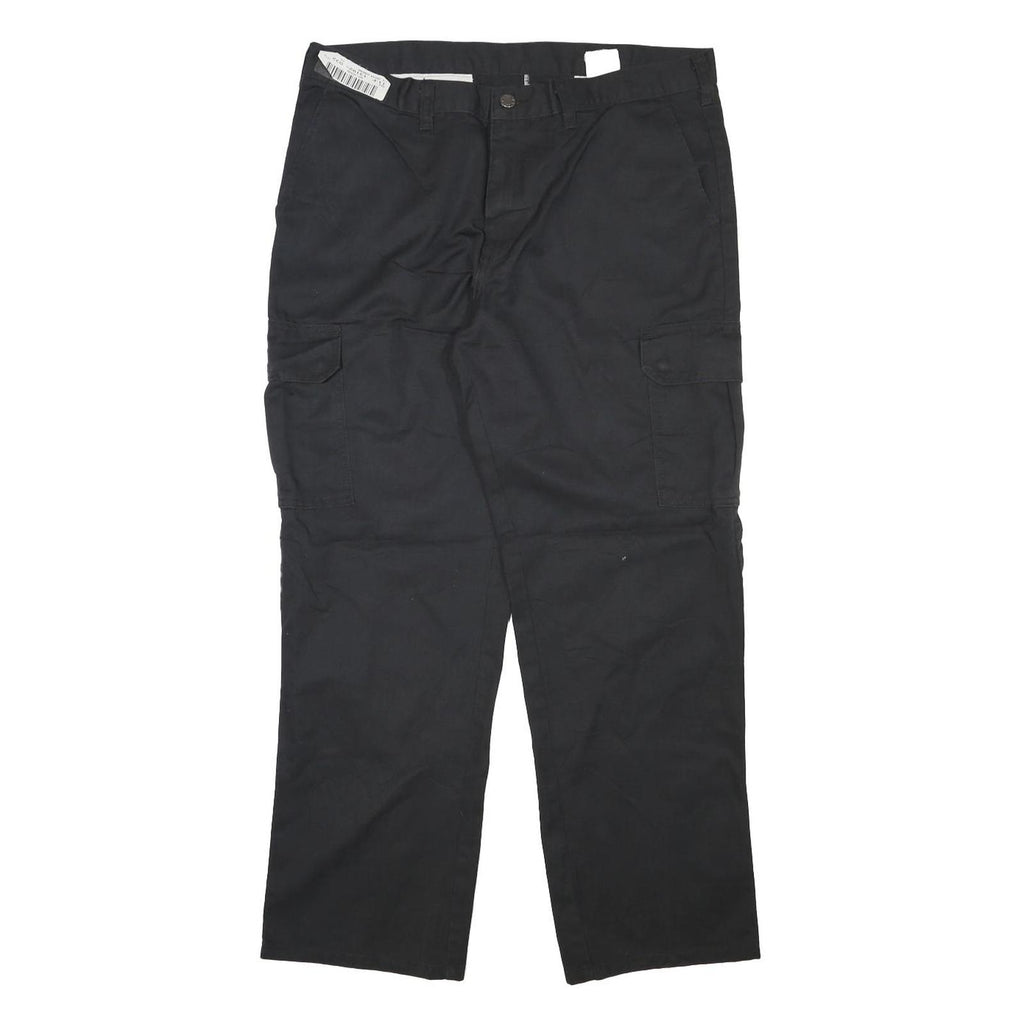 DICKIES Mens Black Regular Fit Straight Cargo Trousers W35 L29 Workwear