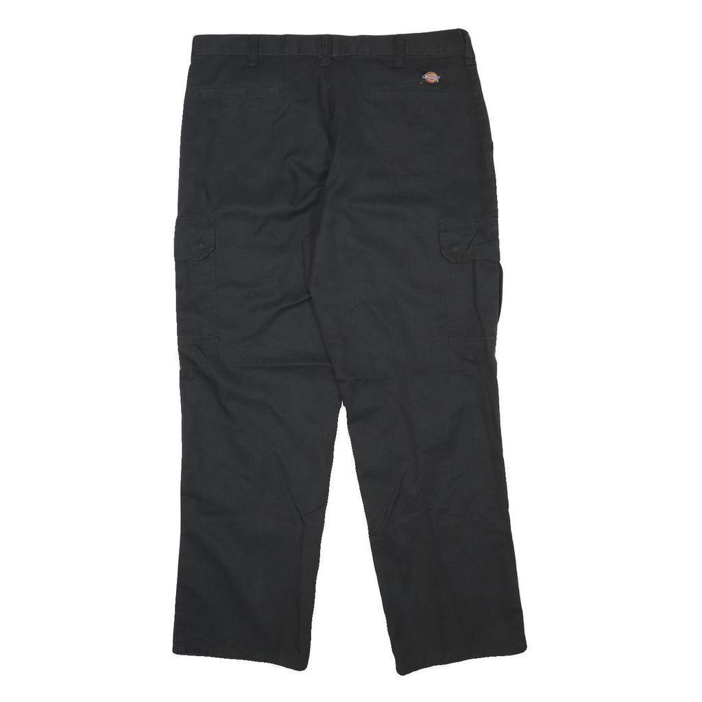 DICKIES Mens Black Regular Fit Straight Cargo Trousers W35 L29 Workwear