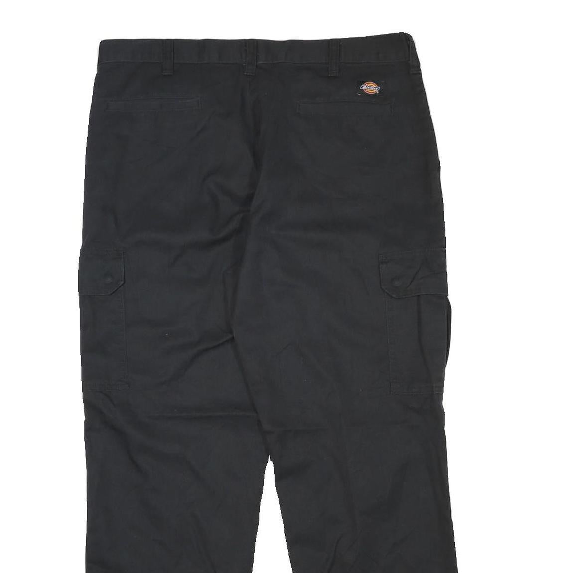 DICKIES Mens Black Regular Fit Straight Cargo Trousers W35 L29 Workwear