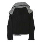 KOSMIKA Womens Black & Grey Button Wool Blend Jacket M Herringbone Pattern