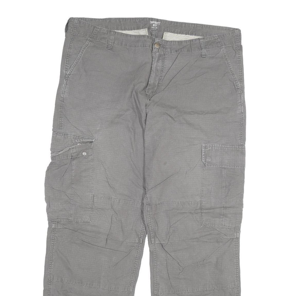 CARHARTT Mens Cotton Blend Grey Relaxed Cargo Trousers W40 L32 Workwear