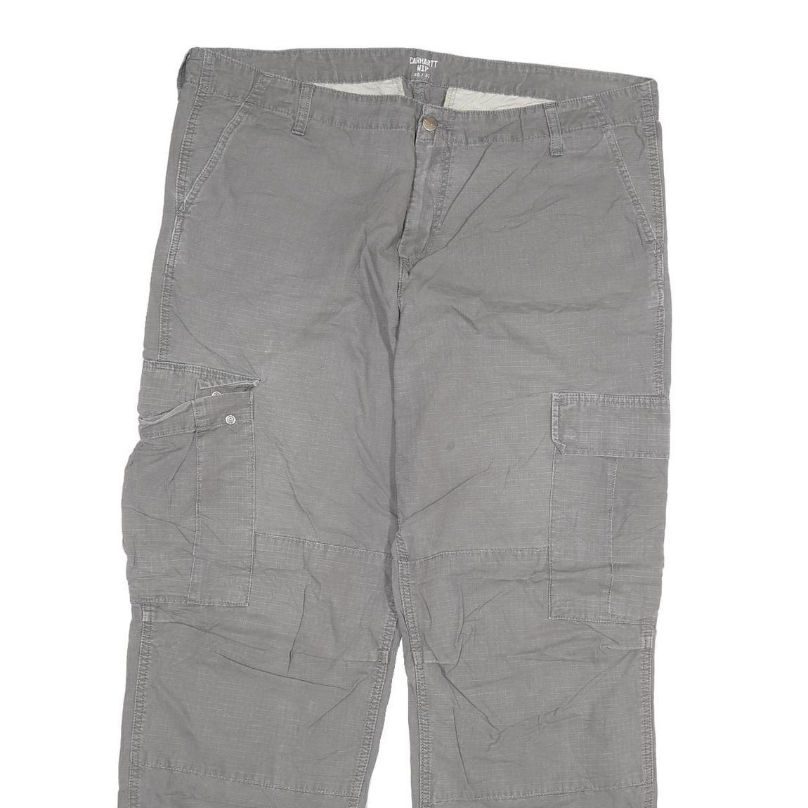 CARHARTT Mens Cotton Blend Grey Relaxed Cargo Trousers W40 L32 Workwear