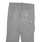CARHARTT Mens Cotton Blend Grey Relaxed Cargo Trousers W40 L32 Workwear