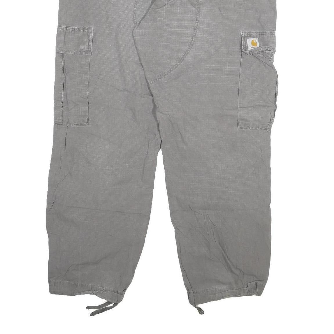 CARHARTT Mens Cotton Blend Grey Relaxed Cargo Trousers W40 L32 Workwear