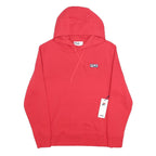 FILA Mens Red Pullover Long Sleeve Hoodie S Cotton Blend Drawstring Pocket