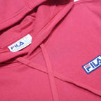 FILA Mens Red Pullover Long Sleeve Hoodie S Cotton Blend Drawstring Pocket