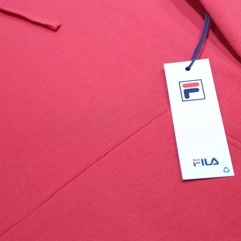 FILA Mens Red Pullover Long Sleeve Hoodie S Cotton Blend Drawstring Pocket