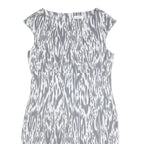 CALVIN KLEIN Womens Grey & White Animal Print Sheath Polyester Blend Sleeveless