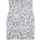 CALVIN KLEIN Womens Grey & White Animal Print Sheath Polyester Blend Sleeveless