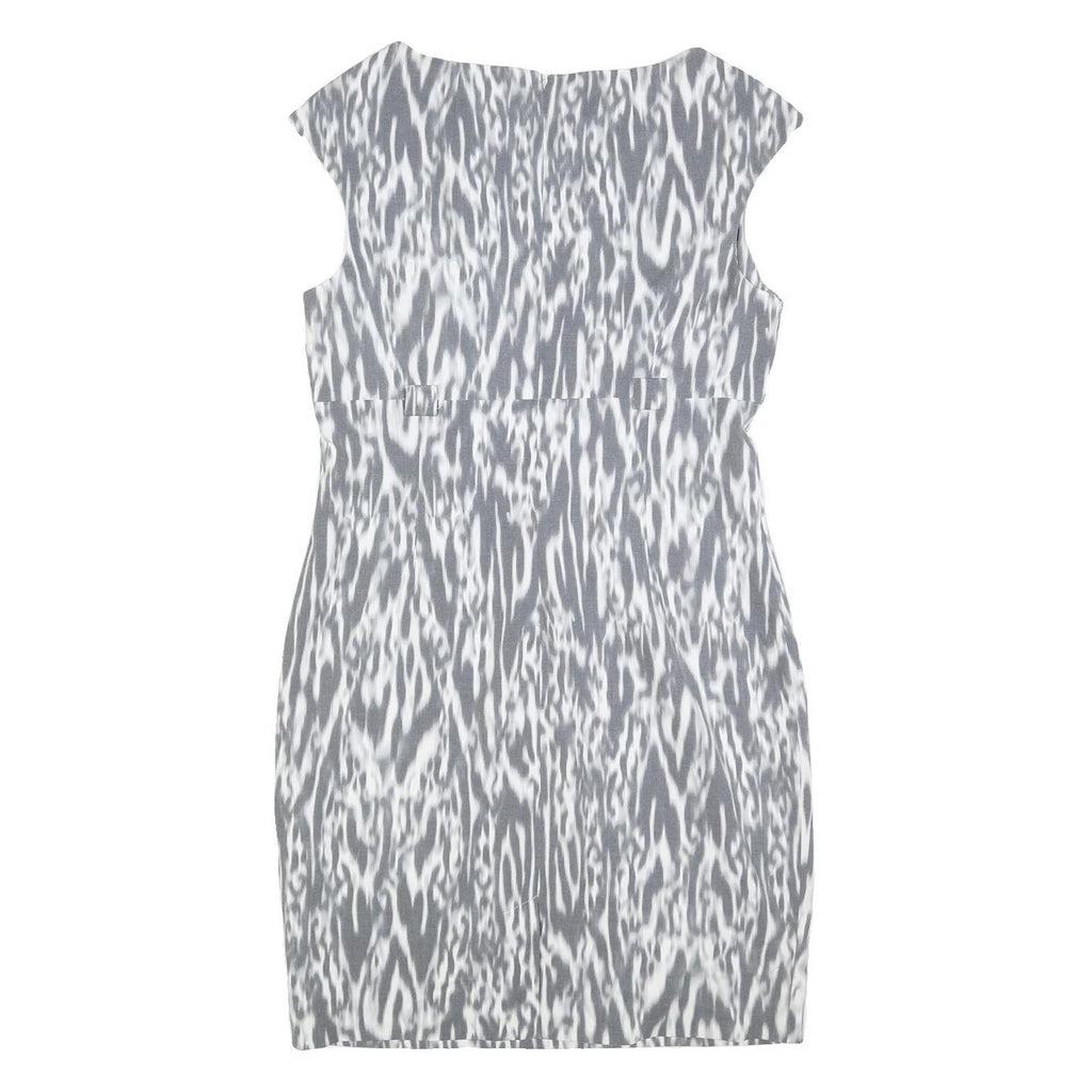 CALVIN KLEIN Womens Grey & White Animal Print Sheath Polyester Blend Sleeveless