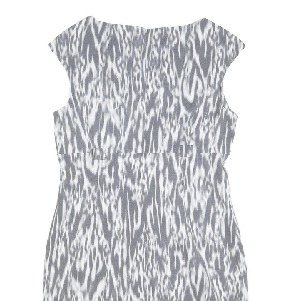 CALVIN KLEIN Womens Grey & White Animal Print Sheath Polyester Blend Sleeveless