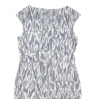 CALVIN KLEIN Womens Grey & White Animal Print Sheath Polyester Blend Sleeveless