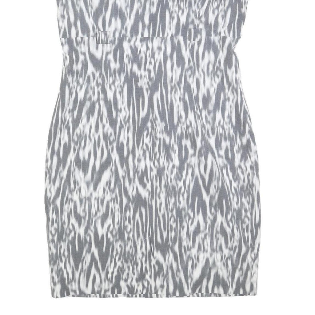 CALVIN KLEIN Womens Grey & White Animal Print Sheath Polyester Blend Sleeveless