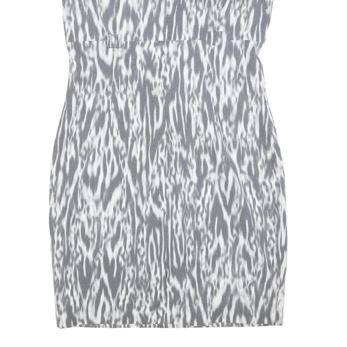 CALVIN KLEIN Womens Grey & White Animal Print Sheath Polyester Blend Sleeveless