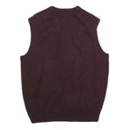 DOCKERS Mens Maroon & Grey Argyle Pattern Pullover V-Neck Acrylic Jumper M