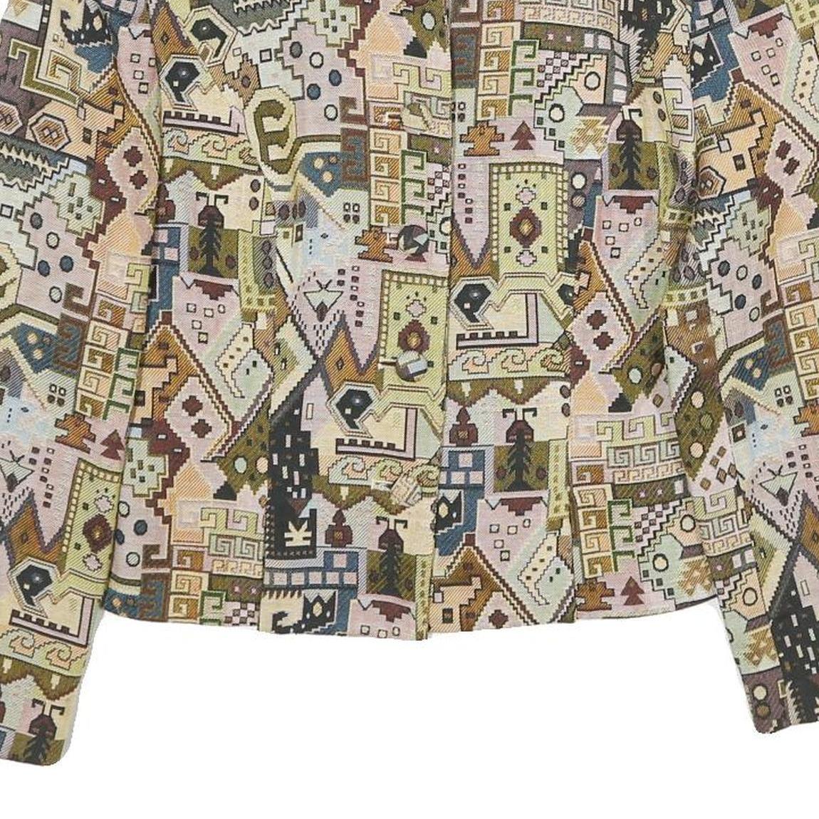 CREATION MADEMOISELLE Womens Multicolour Geometric Jacket UK 12 Woven Button Up