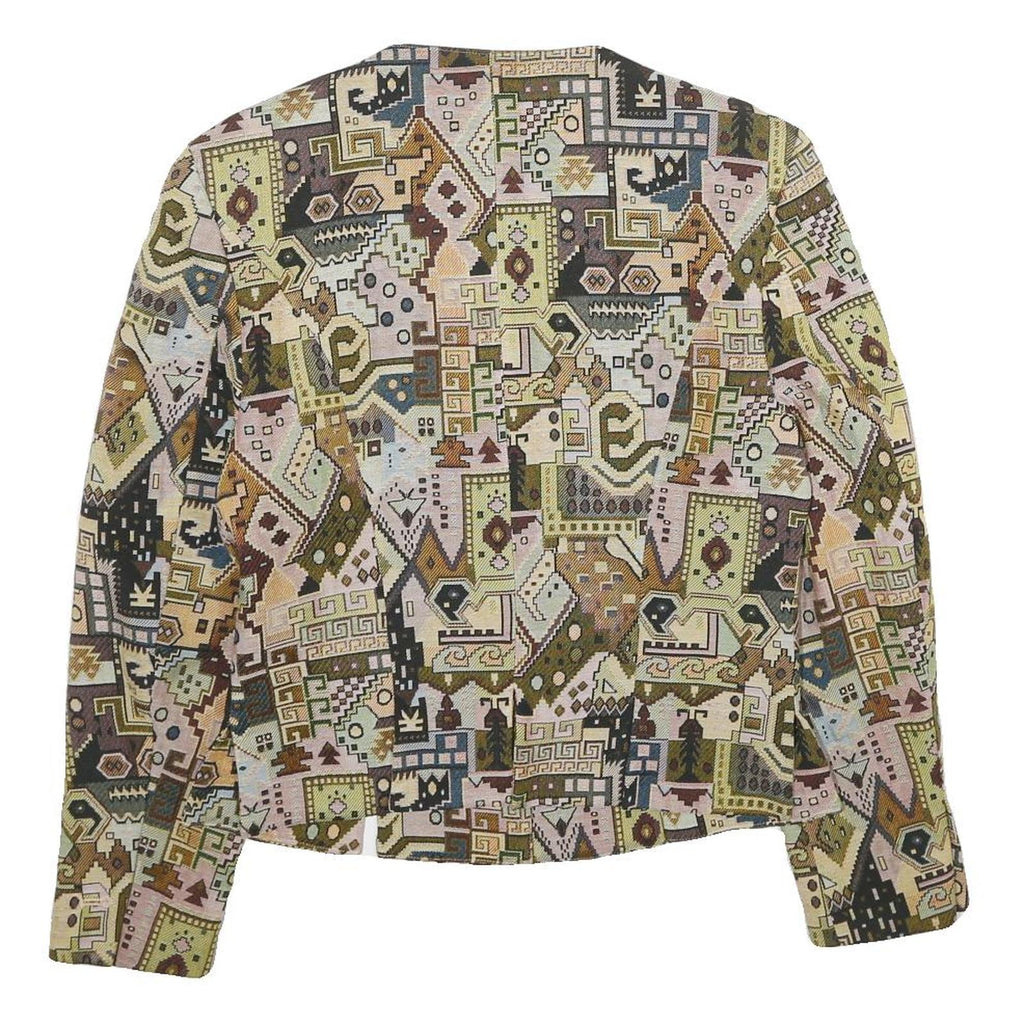 CREATION MADEMOISELLE Womens Multicolour Geometric Jacket UK 12 Woven Button Up