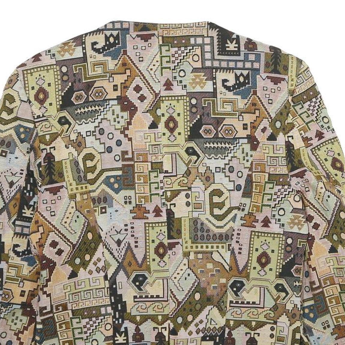 CREATION MADEMOISELLE Womens Multicolour Geometric Jacket UK 12 Woven Button Up