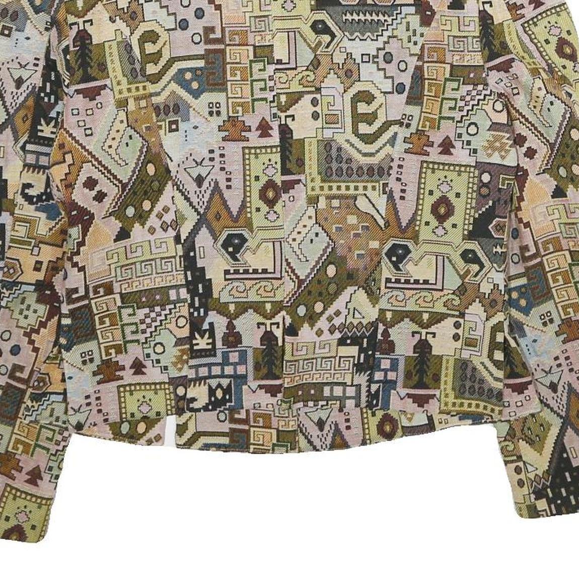 CREATION MADEMOISELLE Womens Multicolour Geometric Jacket UK 12 Woven Button Up