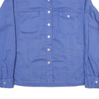 FADED GLORY Womens Blue Long Sleeve Shirt Button Neck L Cotton Blend Casual