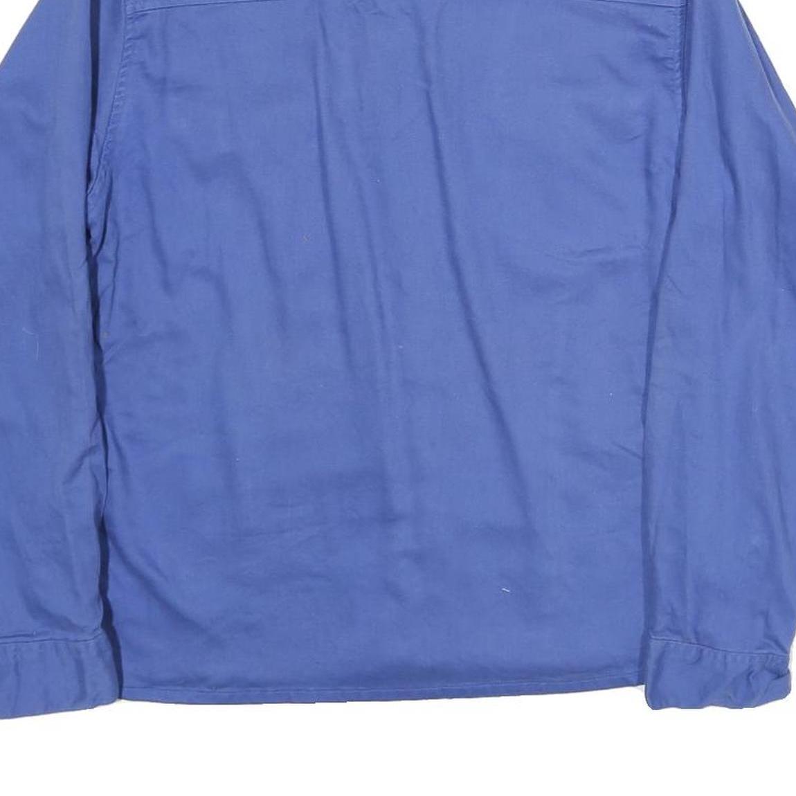 FADED GLORY Womens Blue Long Sleeve Shirt Button Neck L Cotton Blend Casual