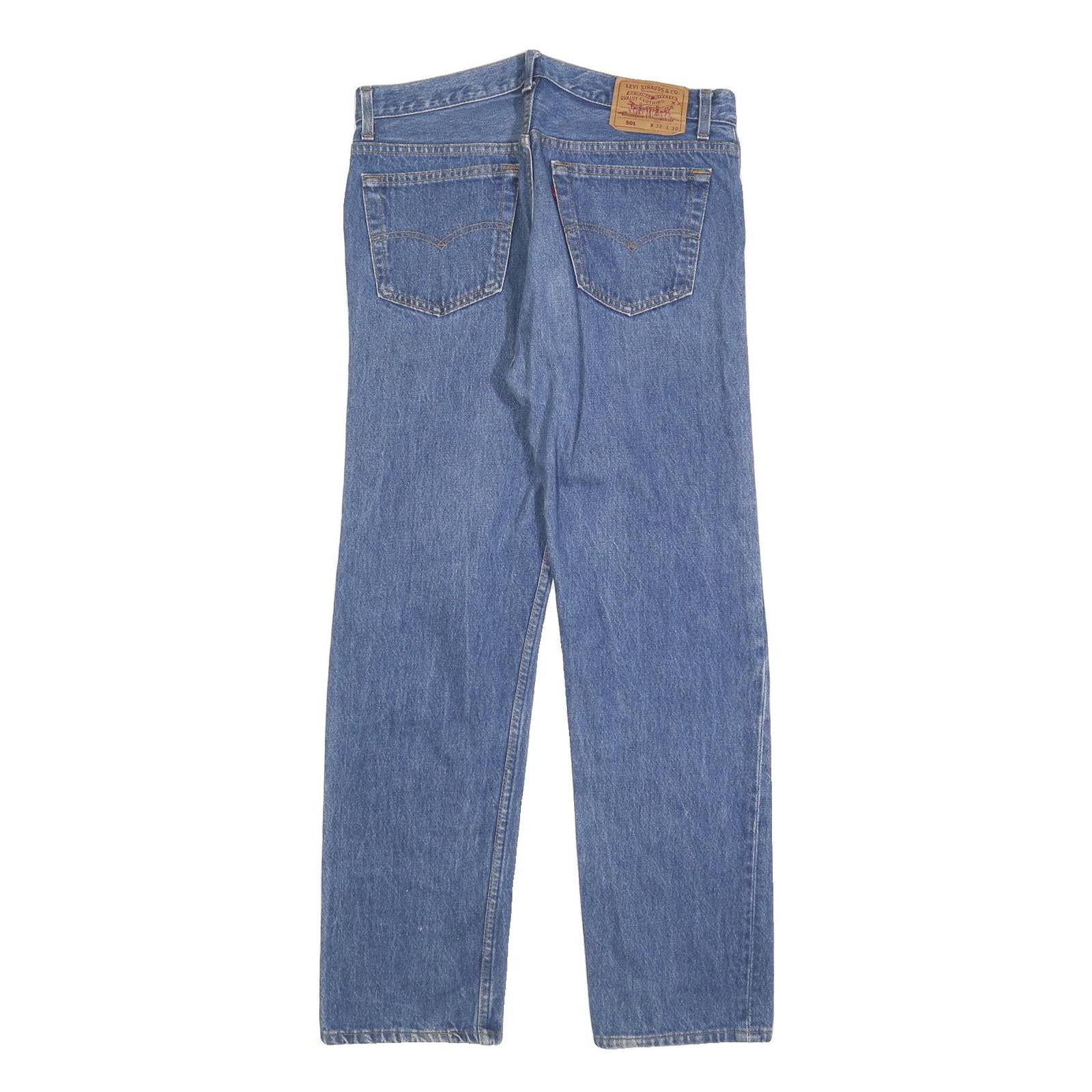 LEVI'S 501 Mens Jeans Blue Regular Straight Denim Medium W33 L30 Classic Button